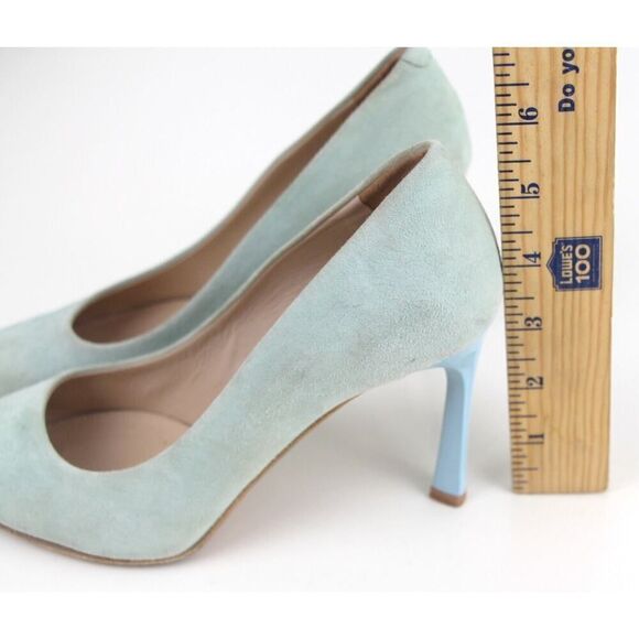 HUGO BOSS LIGHT BLUE REAL LEATHER SUEDE HIGH HEEL POINTED CLASSIC PUMP SHOES 36 - Picture 6 of 10